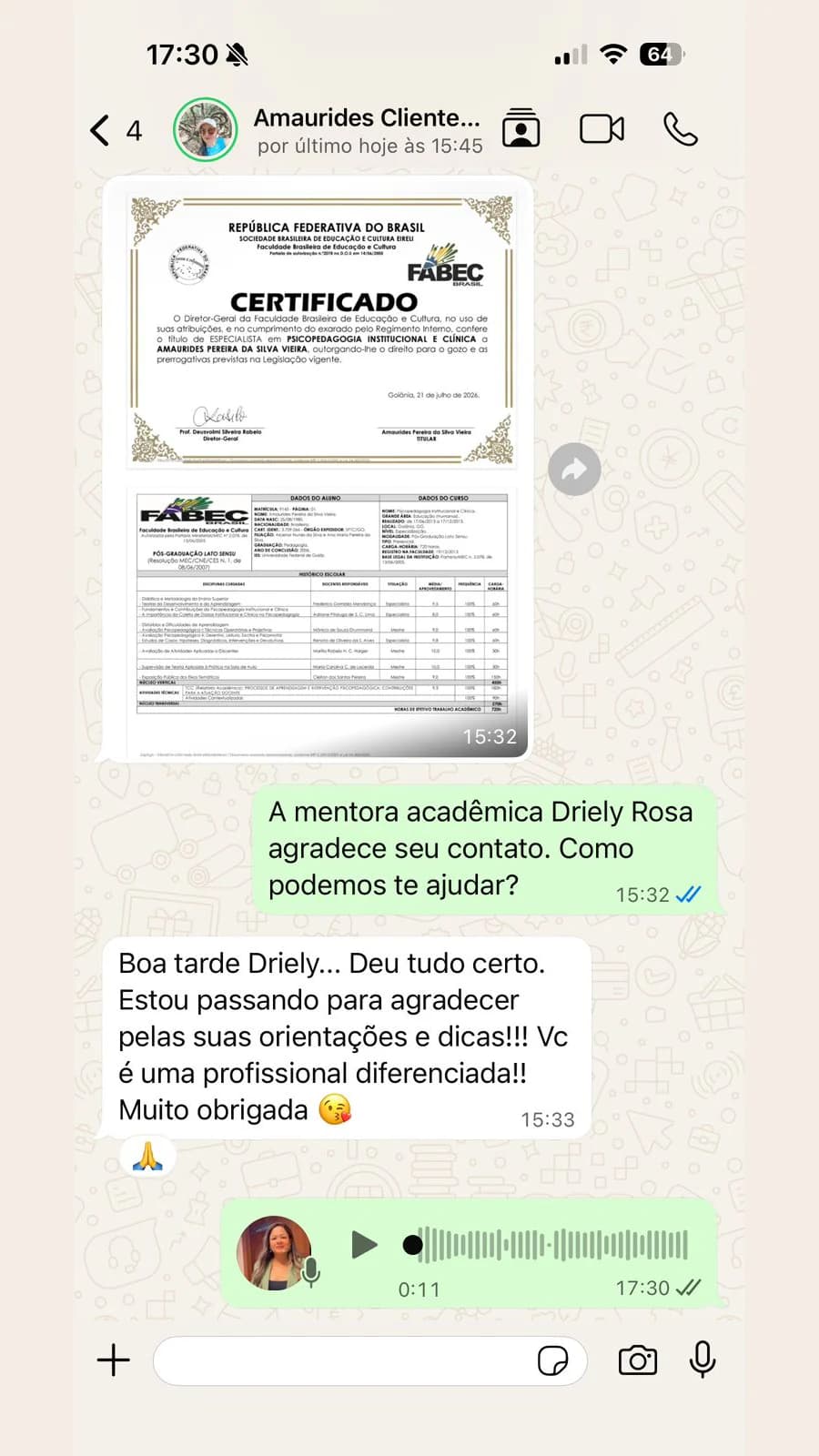 Certificação concluída e agradecimento pelo acompanhamento