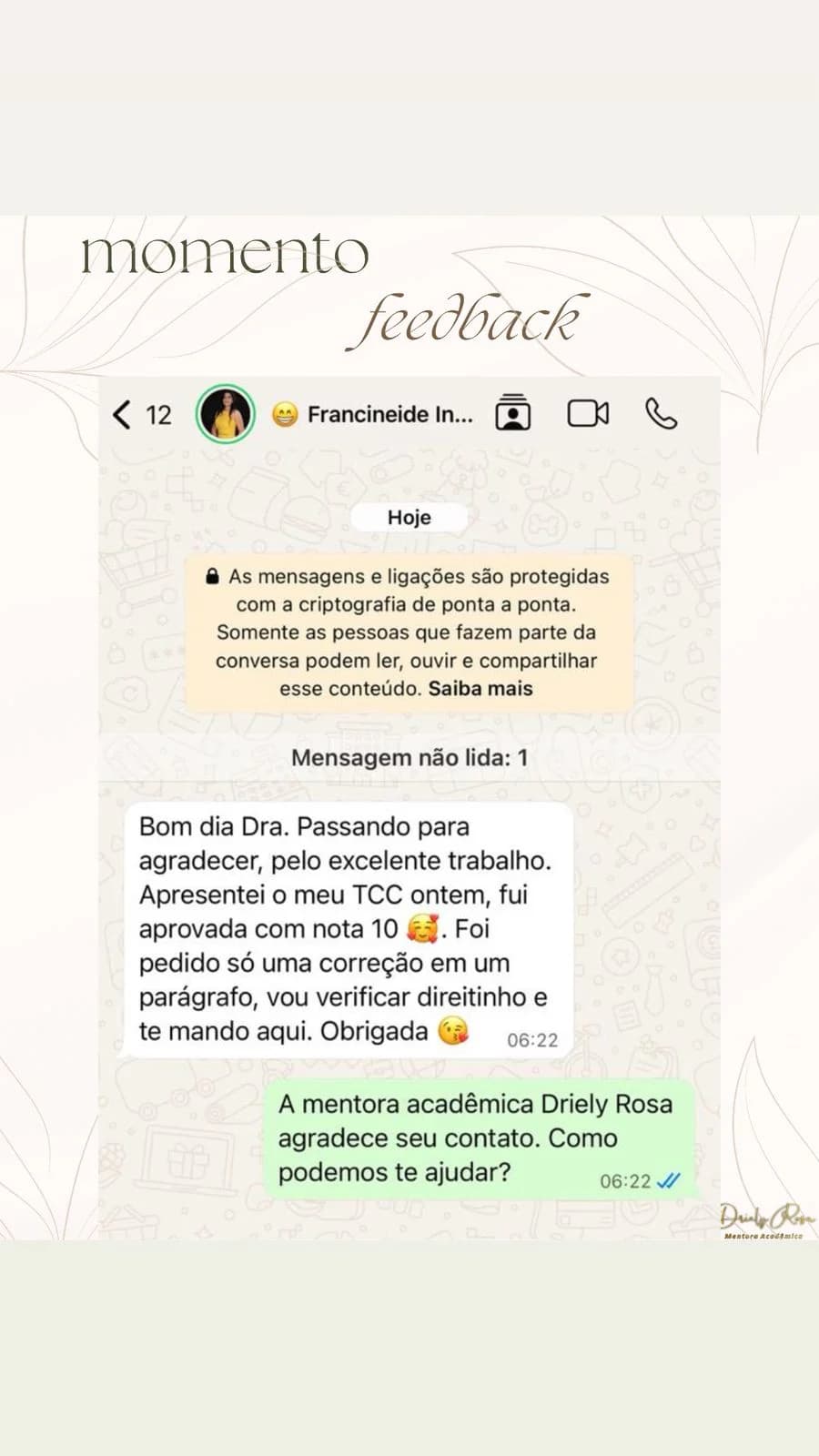 Aprovação com nota máxima