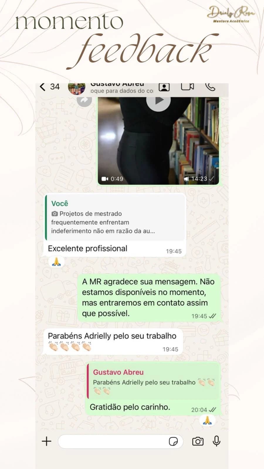 Elogio à atuação profissional de Driely