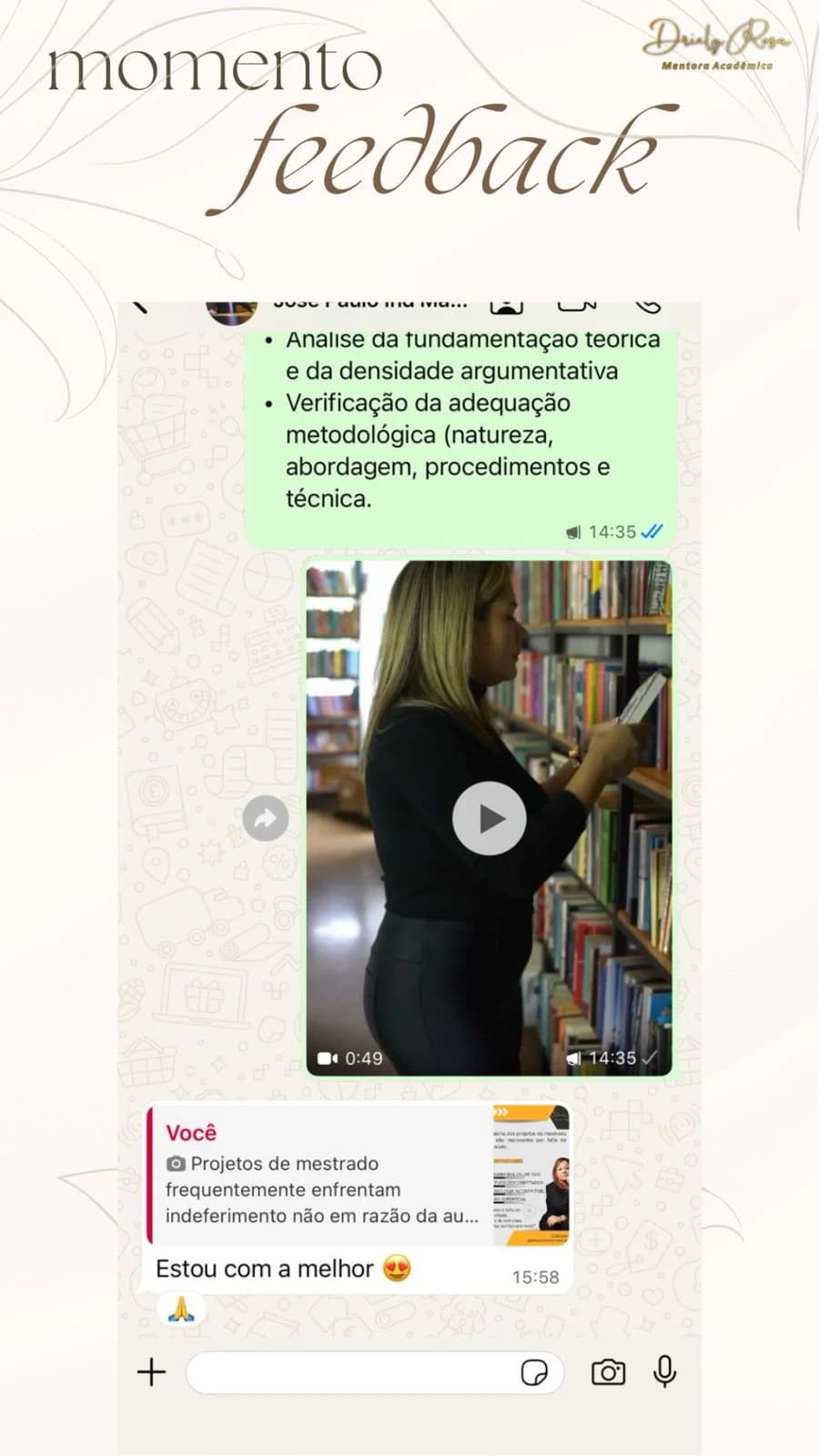 Mensagem de confiança no acompanhamento