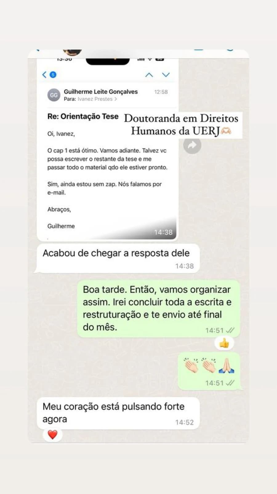 Agradecimento pelo apoio durante o doutorado