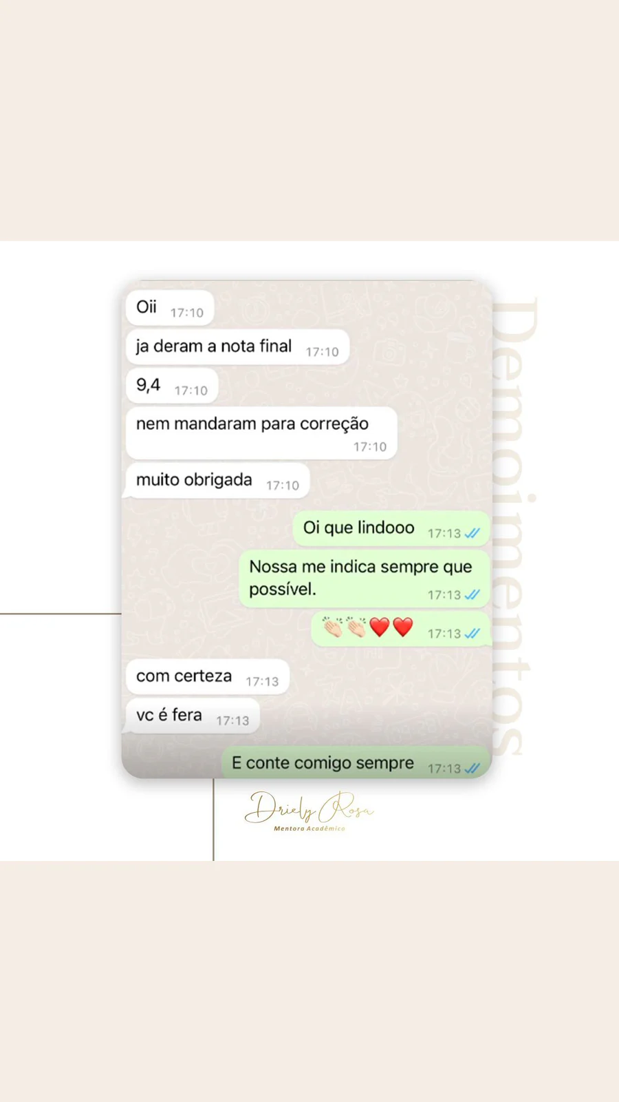Avaliação 9,4 compartilhada após a entrega